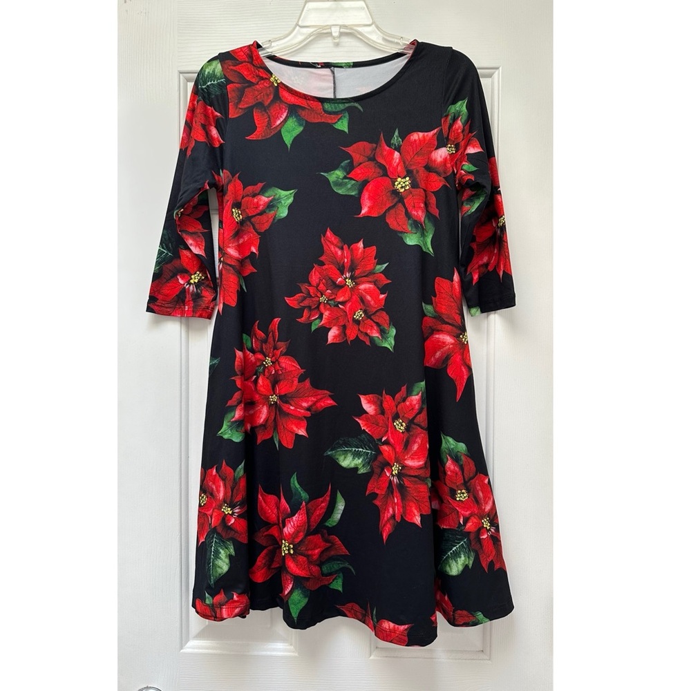Holiday Poinsettia Swing Dress